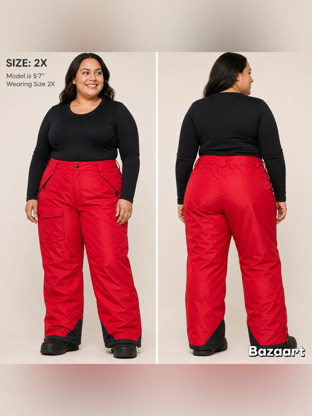 Sz 2x Iceburg red & black waterproof snow pants Ski Snowboarding